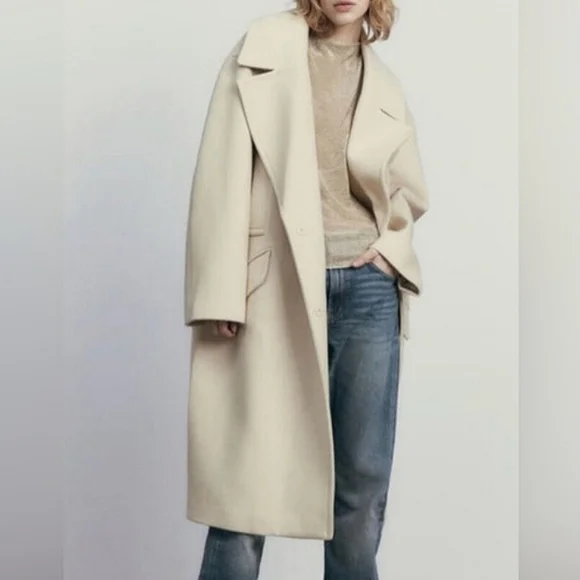 Zara Oversized Coat Cream - Picture 11 of 17